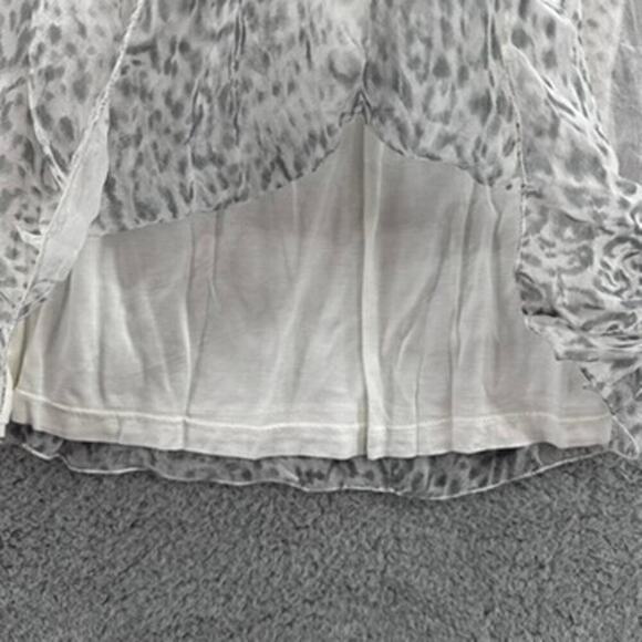 Viola Borghi Women's Large 100% Silk Sheer Long Sleeve Top Flowy Animal Print - Picture 4 of 9